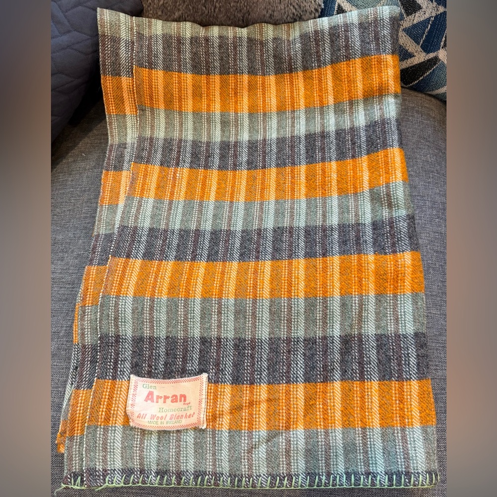 Glen Arran Homecraft All Wool Multicolor Plaid Blanket Vintage Irish 60”x81”